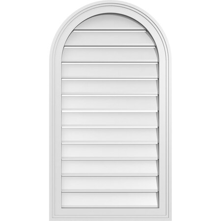 Ekena Millwork Round Top Surface Mount PVC Gable Vent: Functional, w/ 2"W x 1-1/2"P Brickmould Frame, 20"W x 36"H GVPRT20X3602SF